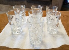 7 Early American Prescut Tumblers Anchor Hocking 4 oz Juice Glasses 4″x2.5” EAPC