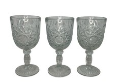 Libbey Hobstar Star of David 7 1/4″ Glass Water Goblets 12 OZ Vintage ~Set Of 3