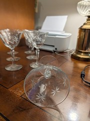 Set of 9 Beautiful Wine glasses Etched with Floral Design