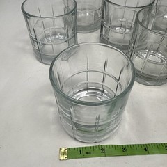 Set Of 7 Anchor Hocking Tartan Clear 3-1/2″ Old Fashioned Tumblers Glasses 8-oz