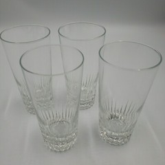 Crystal Highball Glass Tall Tumbler Drinking Cocktails Heavy Bottom Vtg Set of 4