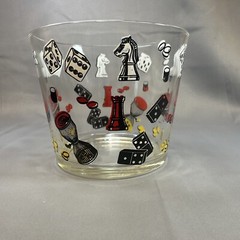 Hazel Atlas Game Ice Bucket Casino Poker Cards Dice Gambling Chess MCM man Cave