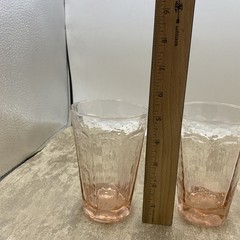 Vintage Peach Panel Textured Drinking Glasses 5” tall 10 Ounce Set of 2