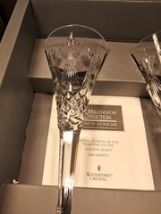 WATERFORD Crystal MILLENNIUM Series HAPPINESS Toasting Fluted Champagne Glasses