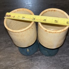 Pottery Handcrafted Wine Goblets Chalice Ceremonial Matte Glaze Blue Natural Set
