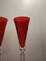 New in Box Set 2 WATERFORD CRYSTAL Lismore Jewels Ruby Red 12″ Champagne Flutes