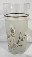 Vintage DeValBor Italian Frosted Gold Leaf Wheat Tumblers 5 1/2″ Set Of 4 MCM