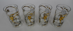 Osborne Kemper Thomas Tumblers Set 4 «CTC» 24K Gold Highball Glasses Vintage
