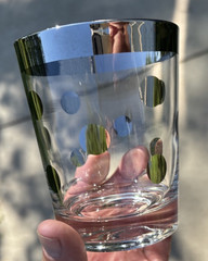 Dorothy Thorpe Style Silver Band and Polka Dots 15oz Double Old Fashioned VGUC