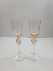 Set of 2 Blush Pink Glass Cordial Twisted Stem 6 1/4″ Tall