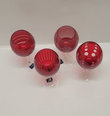 New, Distressed box, Mikasa Cheers Ruby Balloon Wine Goblets, Set of 4, 24.5 oz