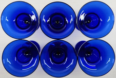 6) Pier 1 Cobalt Blue Margarita Glasses Set Cocktail Drinking Stemware Party Lot