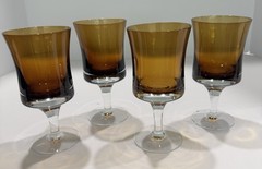 4 Denby Mirage Amber Brown Glass Wine Goblet Danish Modern VTG 5 3/4”T