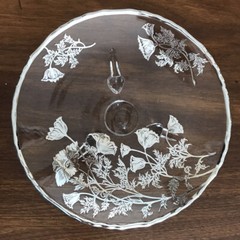 Vintage Silver City FLANDERS Poppy Overlay Crystal Serving Dish 71/2″ -EXCELLENT