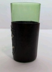 Vintage Barware Green Glass Leather Wrapped MCM Replacement