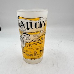 Vintage Kentucky State Souvenir Glass Frosted Tumbler Hazel Atlas MCM Cowboy