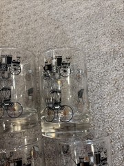 Libbey Carriage Buggy Coach Vintage Whiskey Bar Glasses Lot Of 6 Lowball MCM