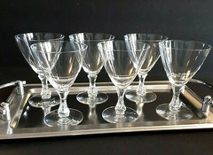 Vintage Tiffin Crystal Cocktail Glasses Suspended Air Bubble Stem Set of 6