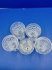 Fostoria American Cubist Low Footed 5.75″ Iced Tea Water Goblet Glass Set of 5