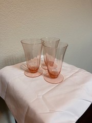 3 Federal Pink Depression Glass Footed Tumbler
