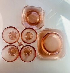 Mayfair Pink by FOSTORIA Cups Saucer And Salad Plate Set 12 Pieces –