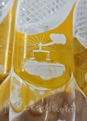 Bohemian Cut Glass Amber Stained And Etched Friendship Cup 1840s