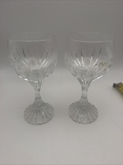Baccarat Massena Crystal Wine Glasses 6.25” Set of 2 France Signed
