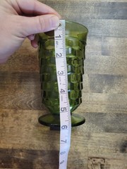 Vintage Indiana Glass Company Avocado Green Colony Whitehall Cubic Glassware