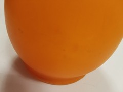 Vintage 50s 60s Blendo Frosted Ombre Orange Pitcher and 2 Glasses w/ Gold Rims