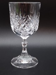 One Royal Crystal Rock RCR Gemini WATER Goblet Petticoat Stem Criss-Cross Fans