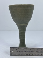 Hand Throw Art Studio Green Goblet Handmade Pottery Wine Glass Chalice