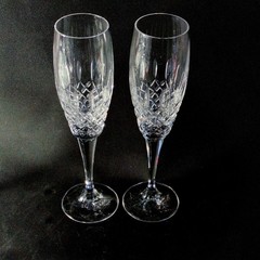 MIKASA COVENTRY CHAMPAGNE FLUTES, Cut Lead Crystal, 10″, 8 Oz, SLOVENIA, 2PCS