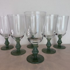 (6) Vintage Isabelle Green Iced Tea Goblets Glasses VILLEROY & BOCH Jade Stamped