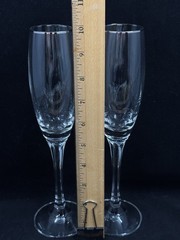 Gorham Andante Tall Platinum Crystal Champagne Flutes Tulip Stem 10″ Pair (2)