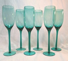 MCM Teal Champagne or Aperitif Glasses Set of 6 Libbey? 9.5 » Tall 6-7oz