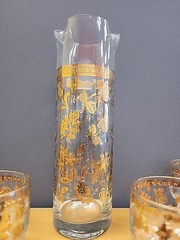 VTG Culver Chantilly MCM 22 KT Gold inlay 5pc Barware Martini Set