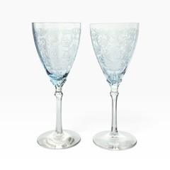 Fostoria “Versailles, Blue” Pair of Water Glasses 8 1/4” 10oz