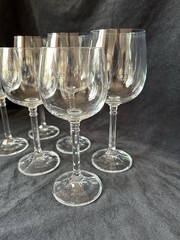 Bohemia Crystal «Isabelle» Water & Wine Glasses Faceted Stem Set of SIX