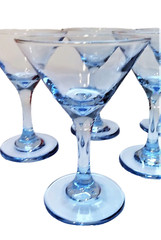 7 Libbey Embassy Ice Blue 5.25″ Martini Glasses