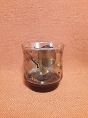 Gold Ram Low Ball Drinking Glass Clef Music Design, Instruments, Black Gold