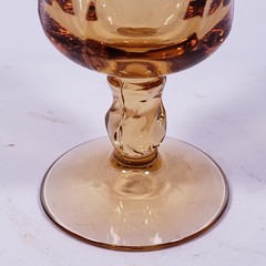 Vintage FOSTORIA Jamestown Amber Swirl Pedestal Wine Juice GLASS GOBLET SET x 3