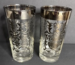 2 Kimiko Silvercrest Knight Coat Of Arms Tumbler Highball Glasses 1960s