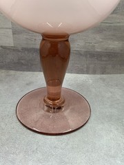 Vintage Carlo Moretti Murano Cased White Pink Blush Wine Glass 10” Italy