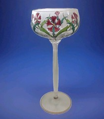 Antique Theresienthal Art Nouveau H/Painted Enamel Wine Glass Thistle Flower.