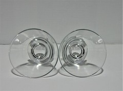 4 Clear Glass Cosmopolitan Glasses Saturn Optic Ripple Double Jigger Mid-Century