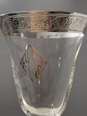 Early 1900s Sterling Rimmed Crystal Wine Glasses Set of 2