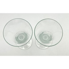 Vintage Set of 2 Turda Romania Art Glass Goblet Twisted Stem Wine Champagne