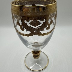 J Preziosi Lavorato A Mano Made in Italy Wine Glass Goblets Gold Trim ✨Lovely