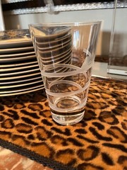 Salviati Eliche highball glass 5 inches thin swirls frosted signed clear