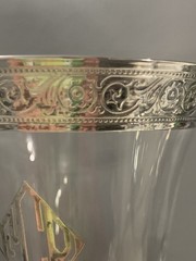Early 1900s Sterling Rimmed Crystal Wine Glasses Set of 2